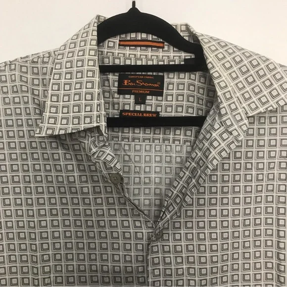 Ben Sherman Men’s Short Sleeve Button Up Shirt Size L Premium European Fabric - Picture 2 of 4